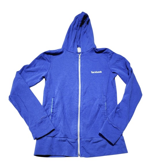 Marine Layer Facebook Hoodie Mens Small Blue‎ Zip Up Sweatshirt Corporate Swag